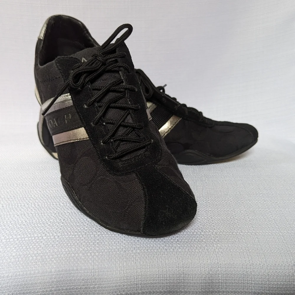 Black‎ Canvas and Suede Jayme Coach Sneakers